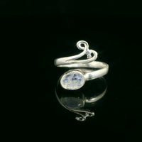 Moonstone, Rainbow, Freesize Sterling Silver Ring