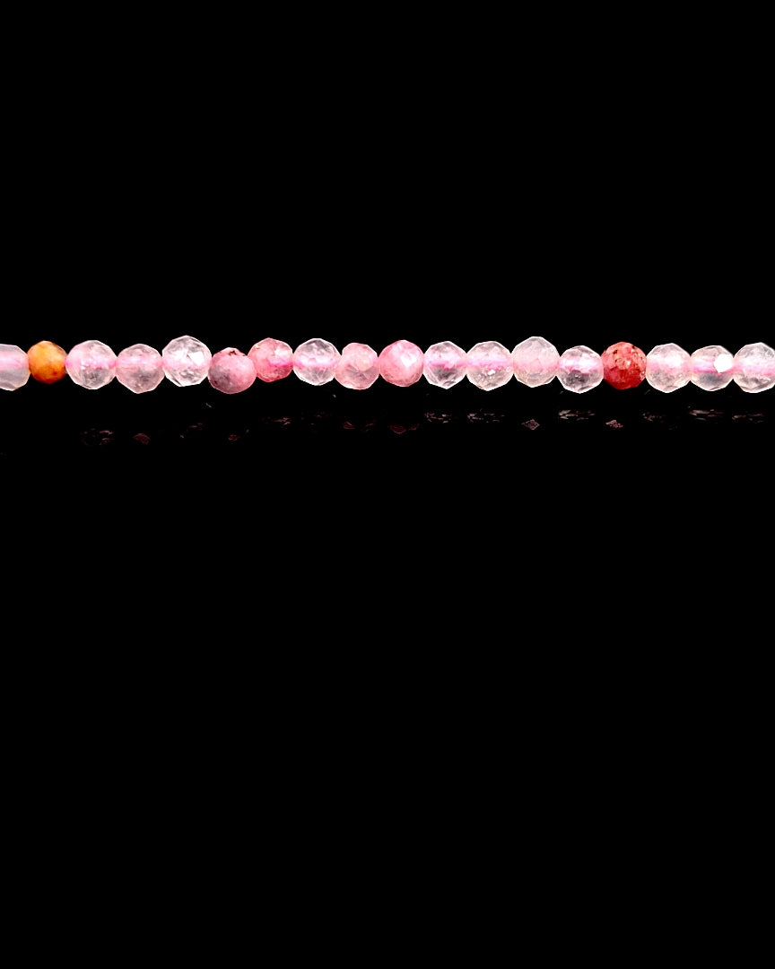 Rhodonite & Rose Quartz 2mm Faceted Necklace