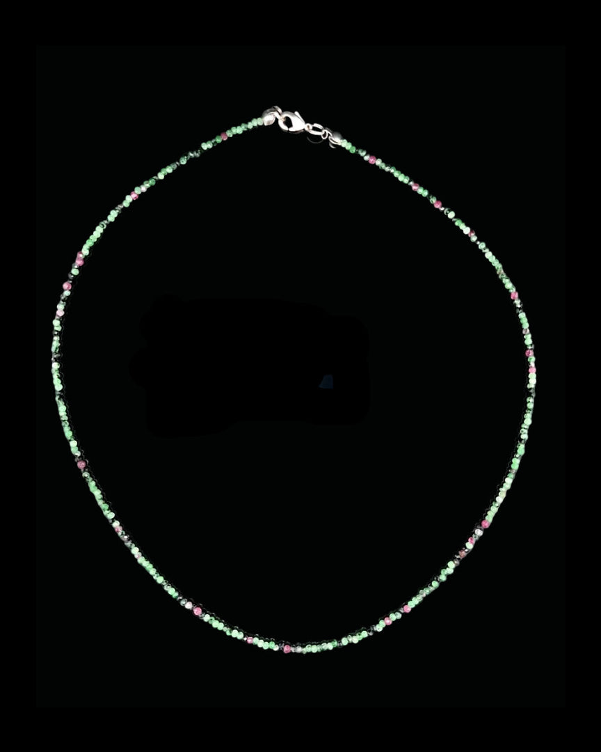 Ruby Zoisite 2mm Faceted Necklace