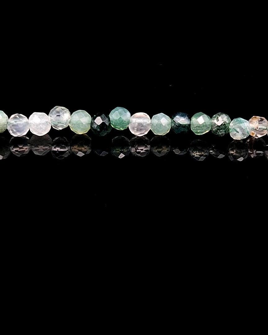 Agate, Moss 2mm Faceted Necklace