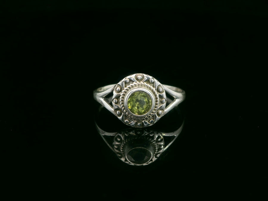 Peridot, Faceted Sterling Silver Ring