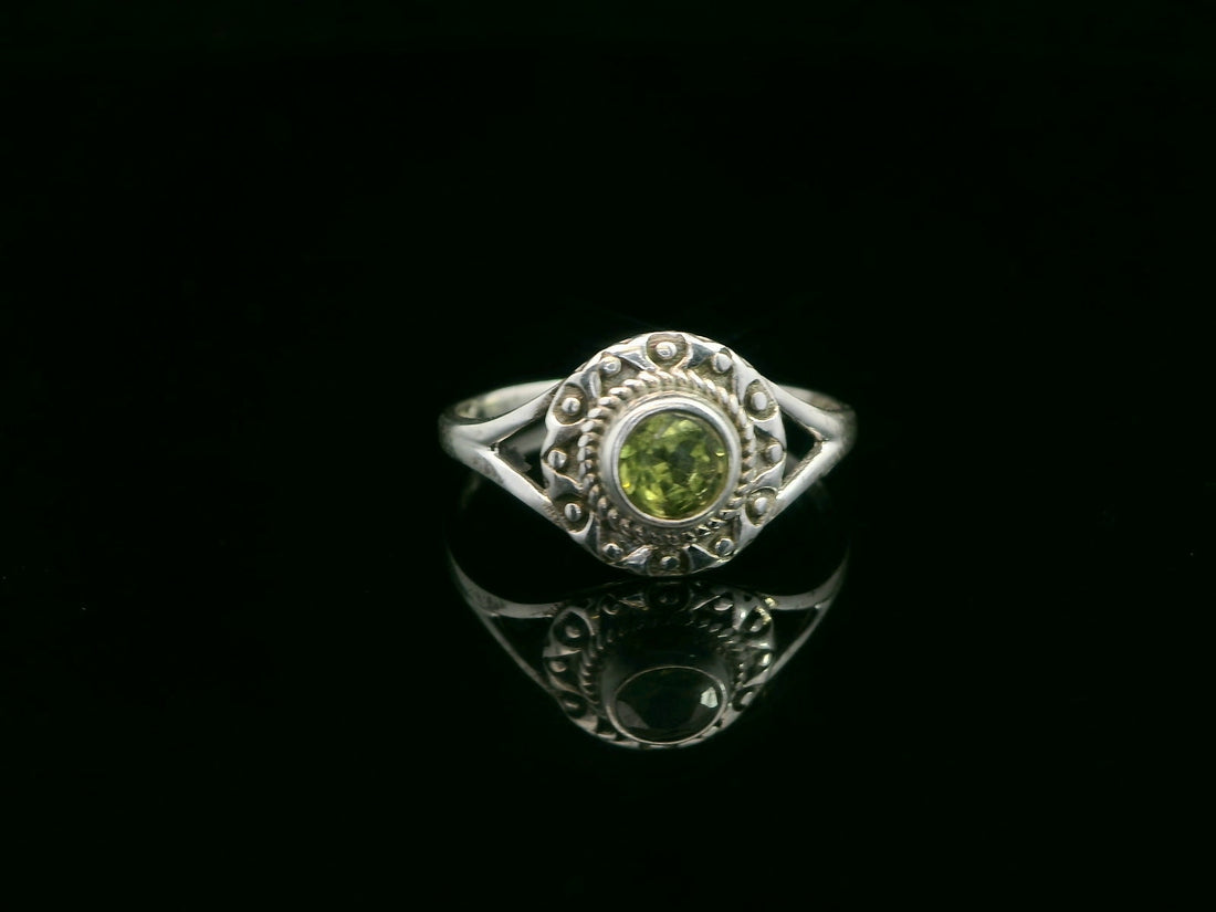 Peridot, Faceted Sterling Silver Ring