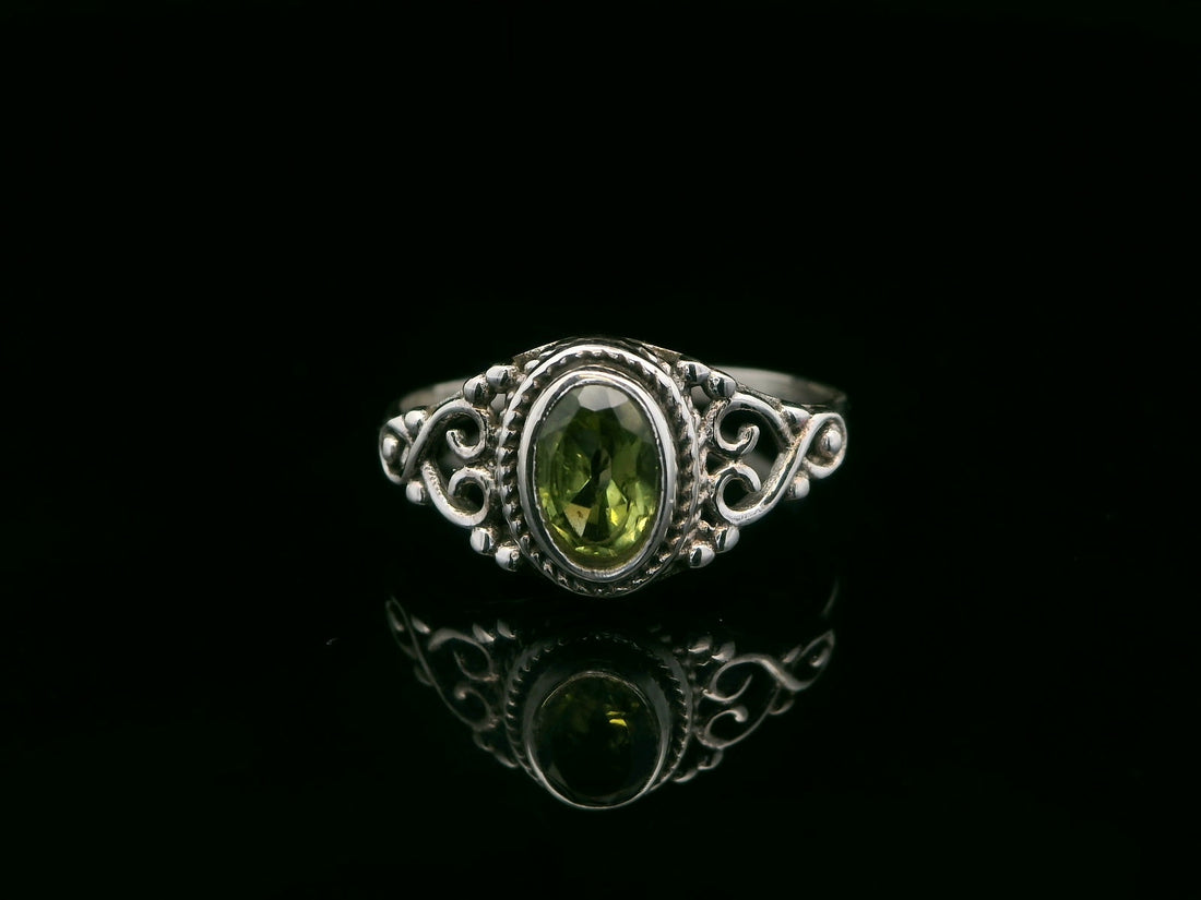 Peridot, Faceted Sterling Silver Ring