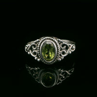 Peridot, Faceted Sterling Silver Ring