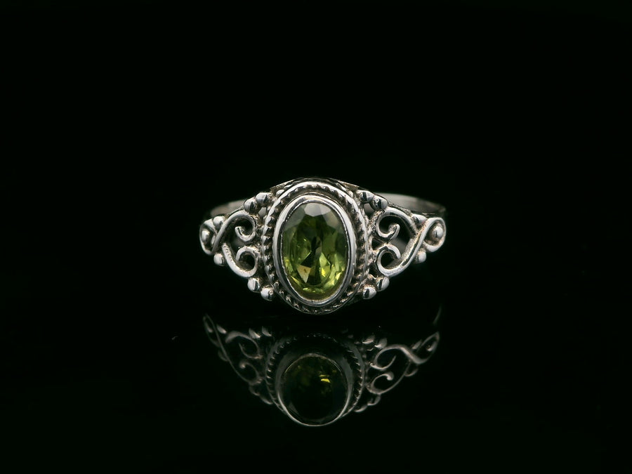 Peridot, Faceted Sterling Silver Ring