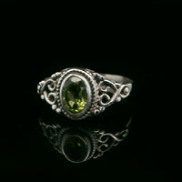 Peridot, Faceted Sterling Silver Ring