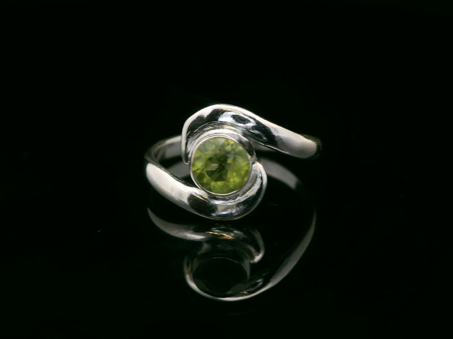 Peridot, Faceted Sterling Silver Ring