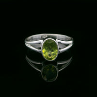 Peridot, Faceted Sterling Silver Ring