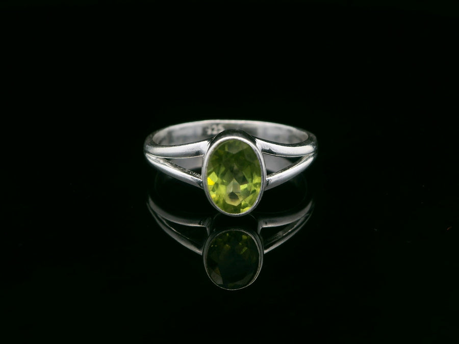 Peridot, Faceted Sterling Silver Ring