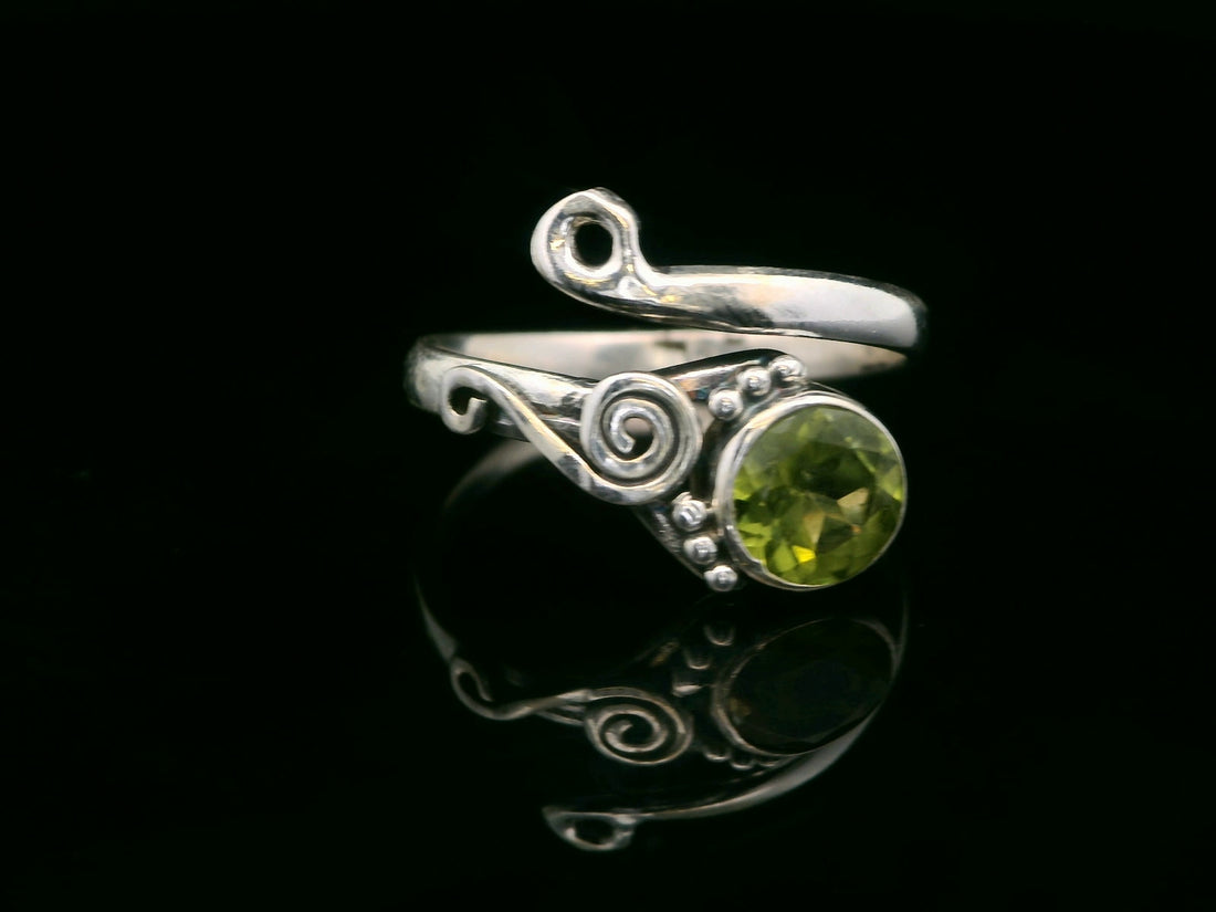 Peridot, Freesize Sterling Silver Ring