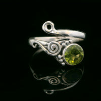 Peridot, Freesize Sterling Silver Ring