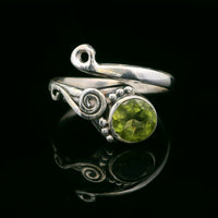 Peridot, Freesize Sterling Silver Ring