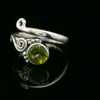 Peridot, Freesize Sterling Silver Ring