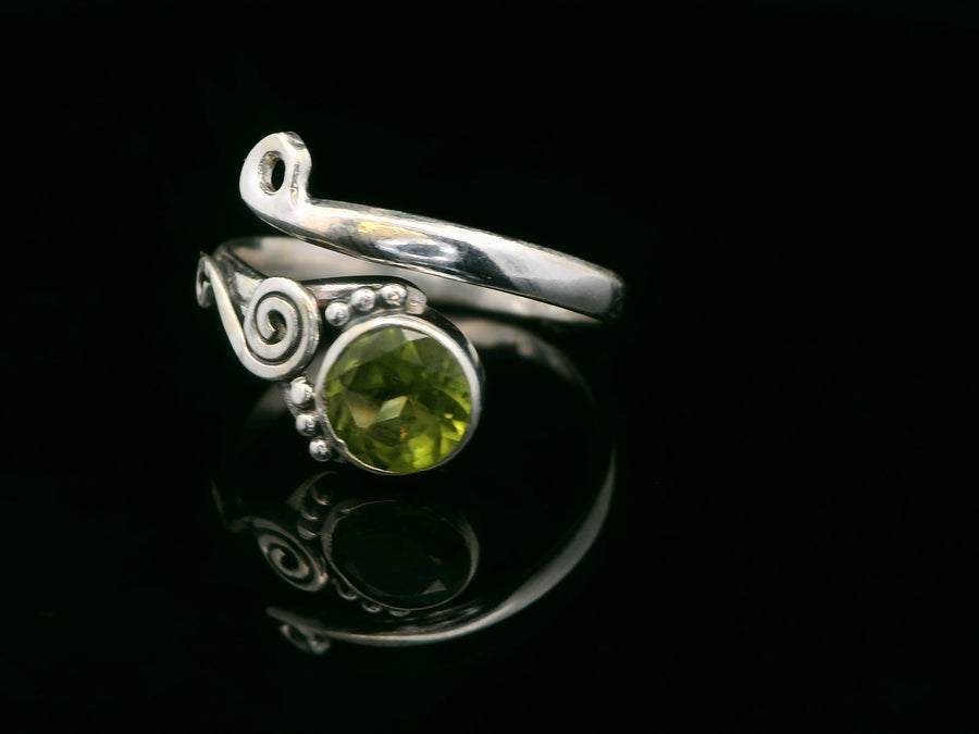 Peridot, Freesize Sterling Silver Ring