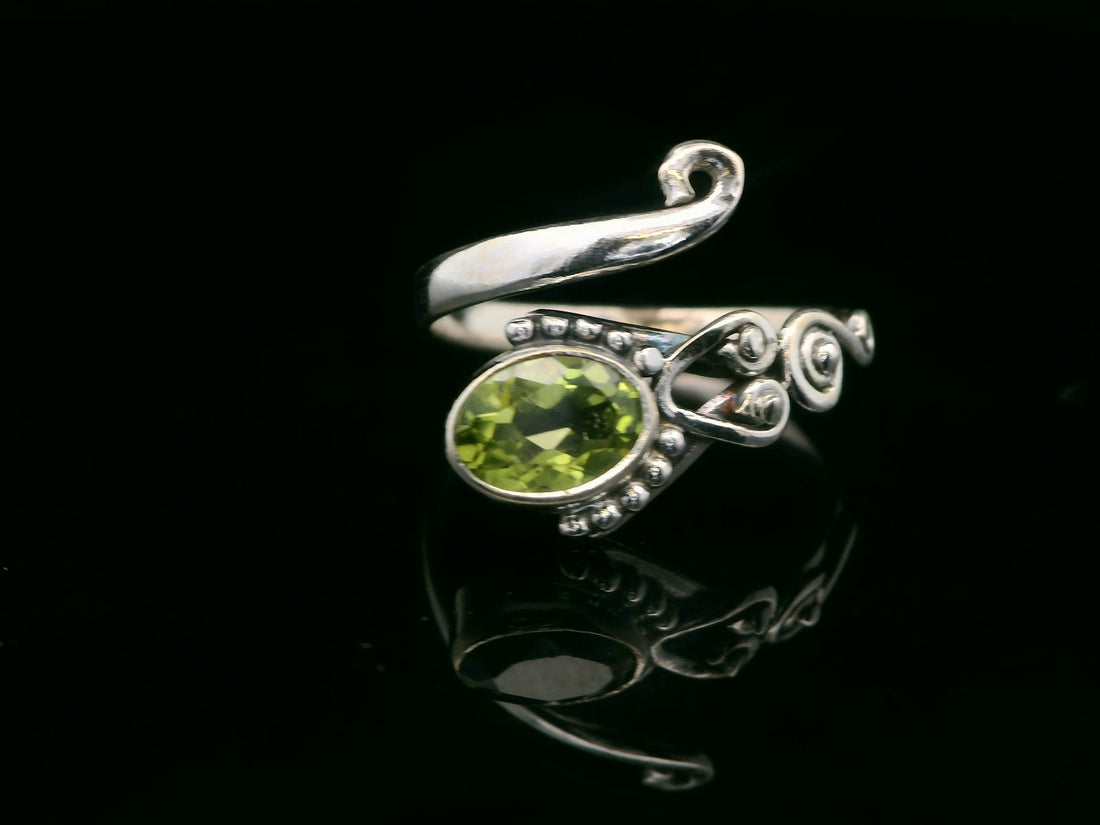 Peridot, Freesize Sterling Silver Ring