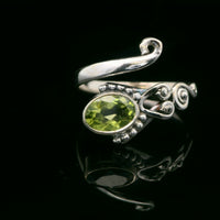 Peridot, Freesize Sterling Silver Ring