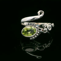 Peridot, Freesize Sterling Silver Ring