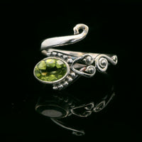 Peridot, Freesize Sterling Silver Ring