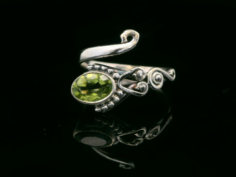 Peridot, Freesize Sterling Silver Ring