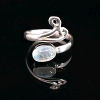 Moonstone, Rainbow, Freesize Sterling Silver Ring