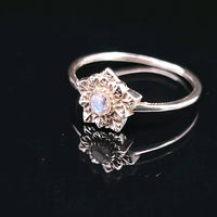 Moonstone, Rainbow, Faceted Sterling Silver Ring