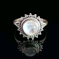 Moonstone, Rainbow, Sterling Silver Ring
