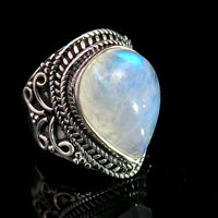Moonstone, Rainbow, Sterling Silver Ring