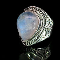 Moonstone, Rainbow, Sterling Silver Ring