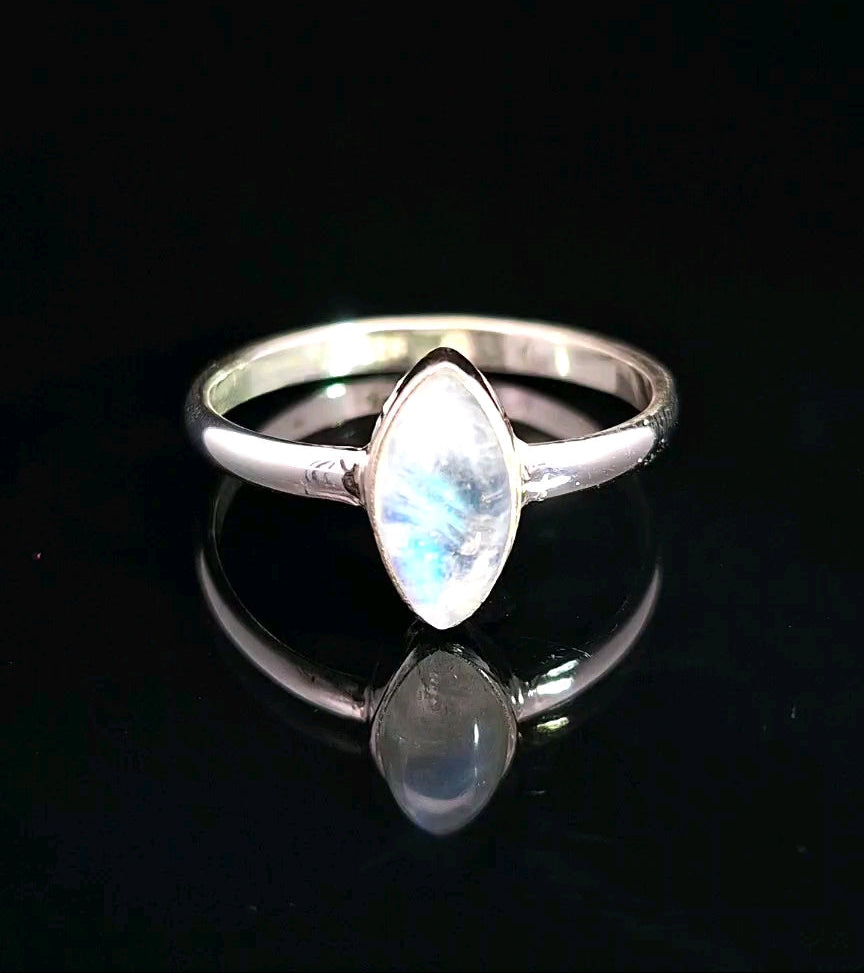 Moonstone, Rainbow, Sterling Silver Ring