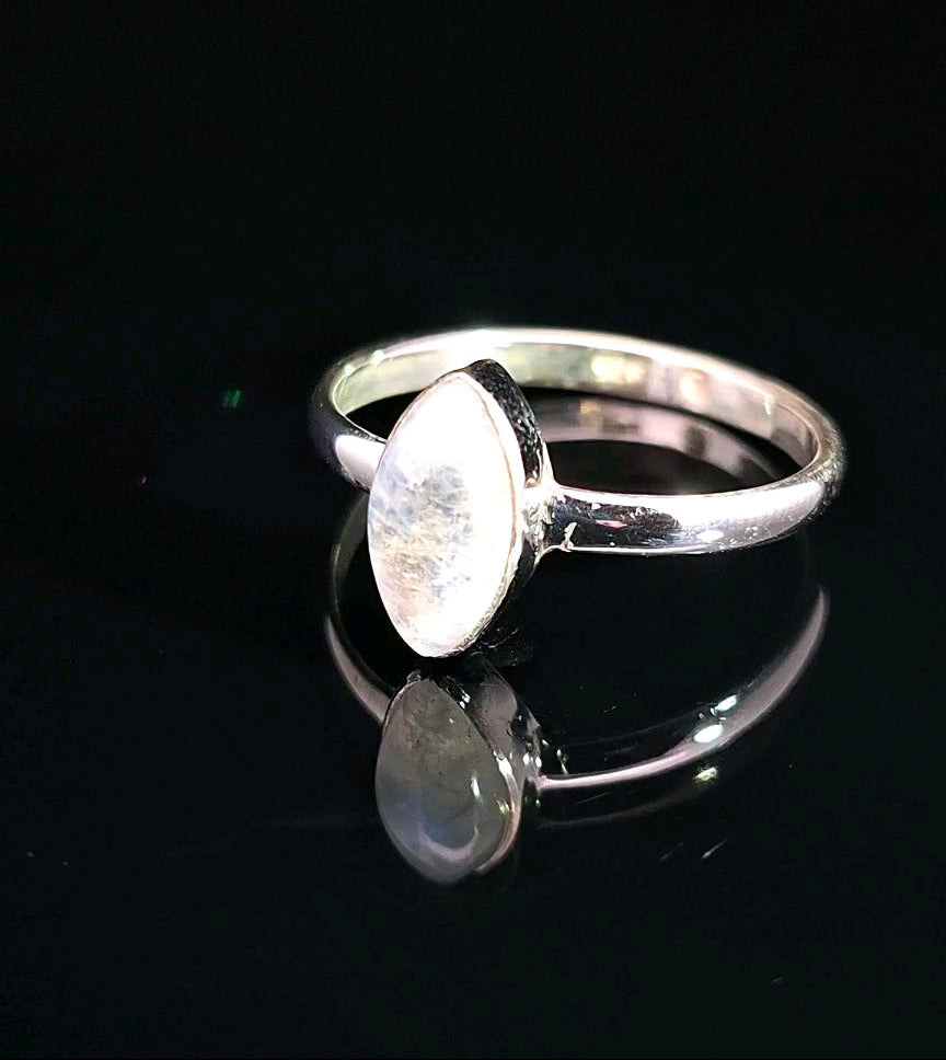 Moonstone, Rainbow, Sterling Silver Ring