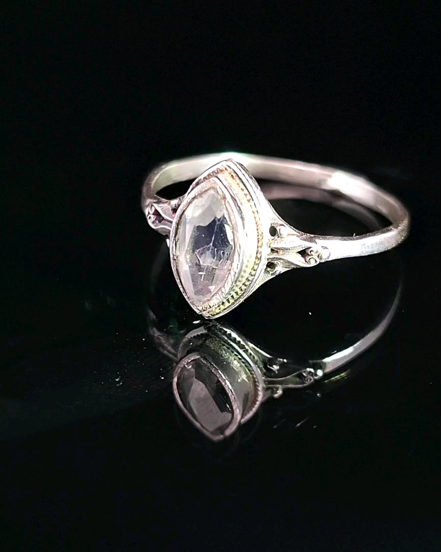 Moonstone, Rainbow, Faceted Sterling Silver Ring