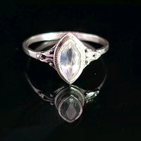 Moonstone, Rainbow, Faceted Sterling Silver Ring