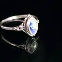 Moonstone, Rainbow, Faceted Sterling Silver Ring