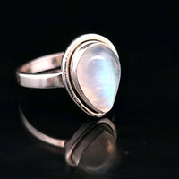 Moonstone, Rainbow, Sterling Silver Ring