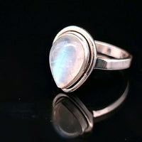 Moonstone, Rainbow, Sterling Silver Ring