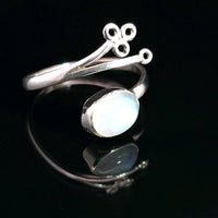 Moonstone, Rainbow, Freesize Sterling Silver Ring