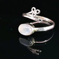 Moonstone, Rainbow, Freesize Sterling Silver Ring