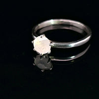 Moonstone, Rainbow, Faceted Sterling Silver Ring