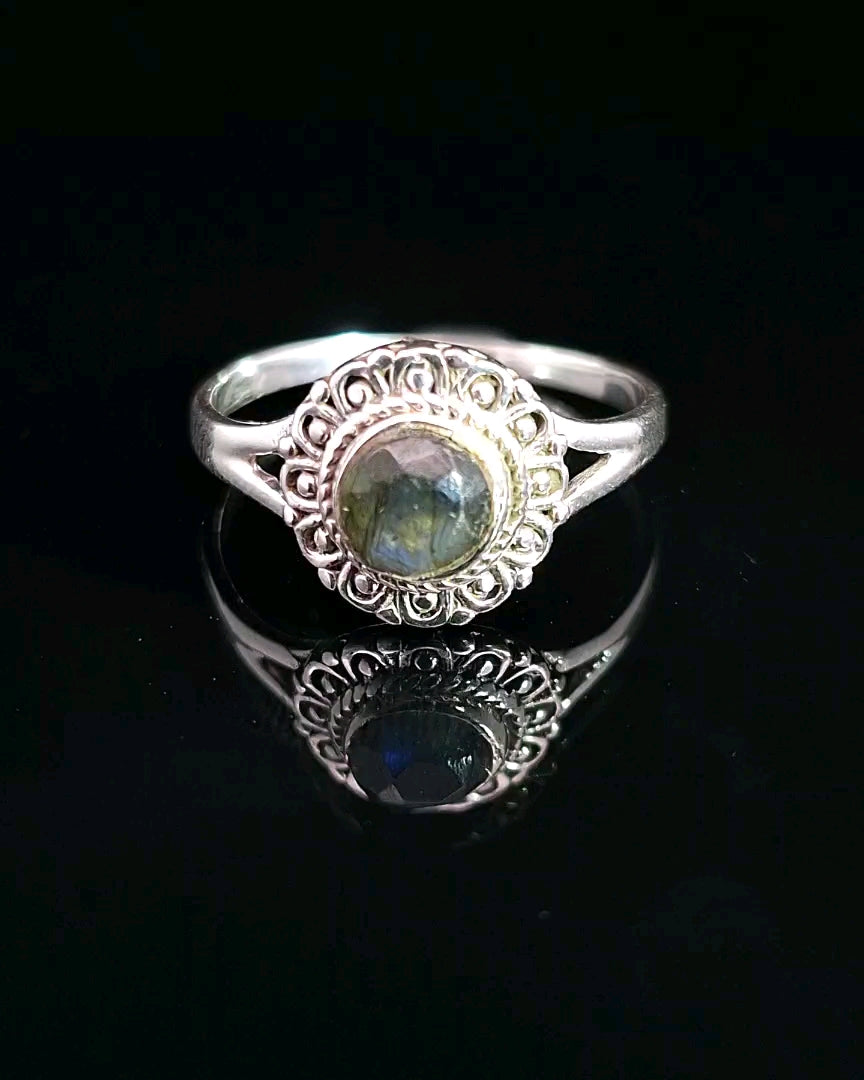 Labradorite, Faceted Sterling Silver Ring