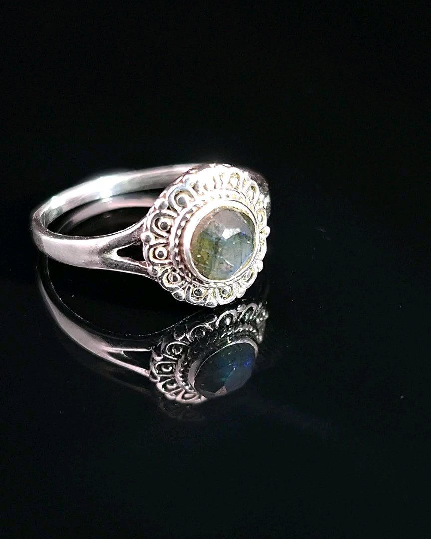 Labradorite, Faceted Sterling Silver Ring