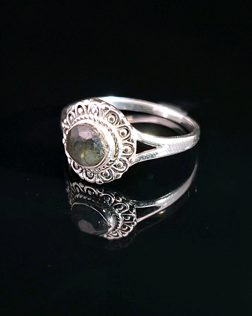 Labradorite, Faceted Sterling Silver Ring