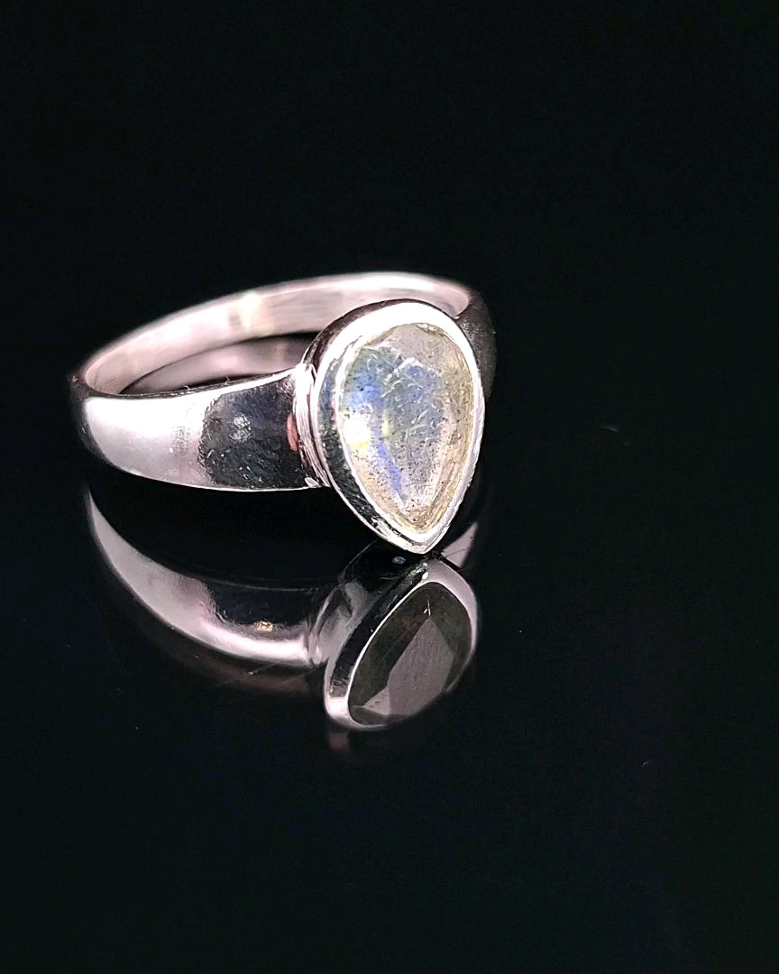 Labradorite, Faceted Sterling Silver Ring