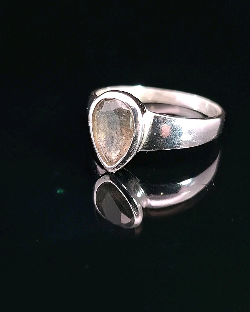 Labradorite, Faceted Sterling Silver Ring