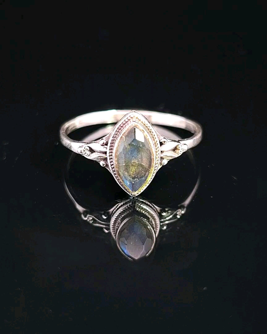 Labradorite, Faceted Sterling Silver Ring