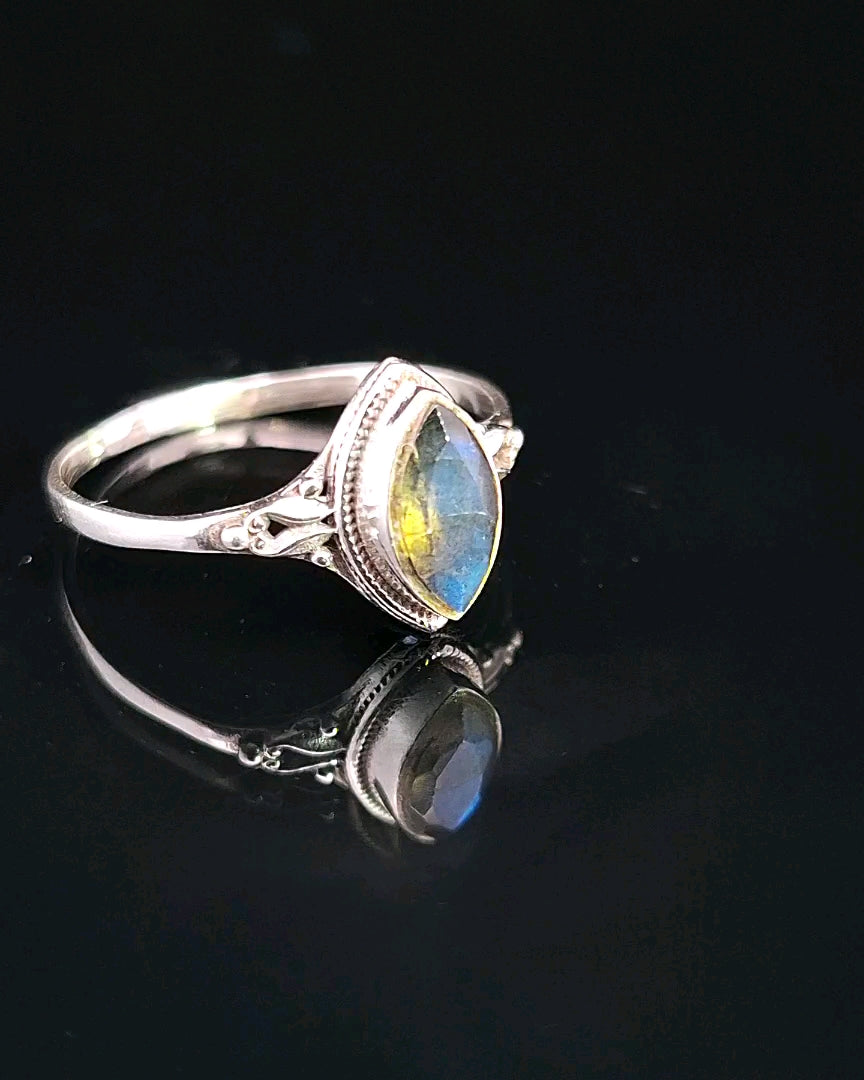 Labradorite, Faceted Sterling Silver Ring