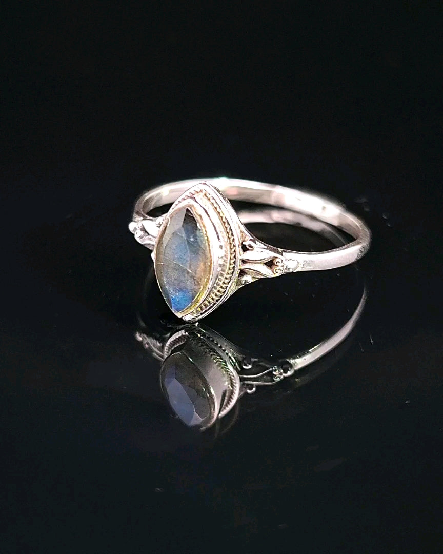 Labradorite, Faceted Sterling Silver Ring