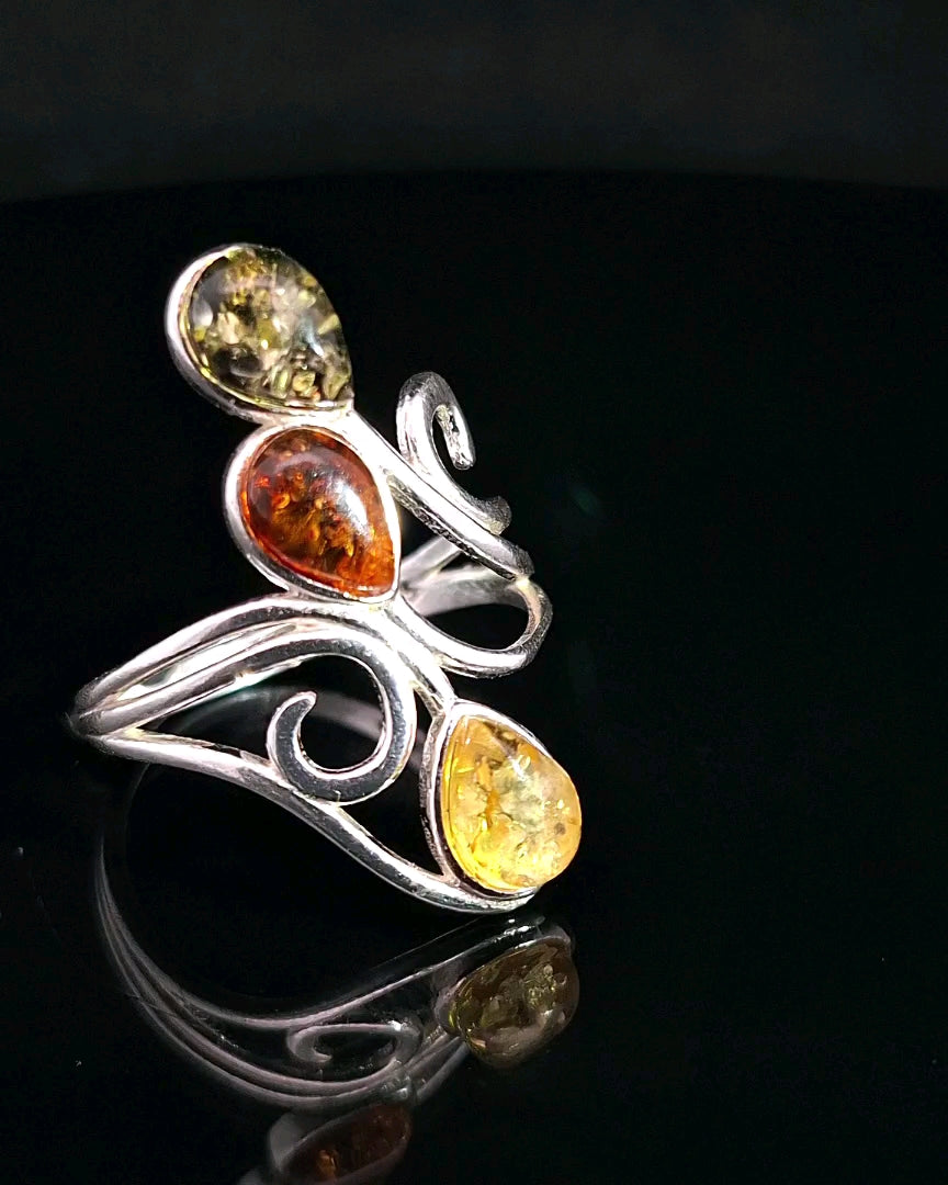 Amber, Sterling Silver Ring