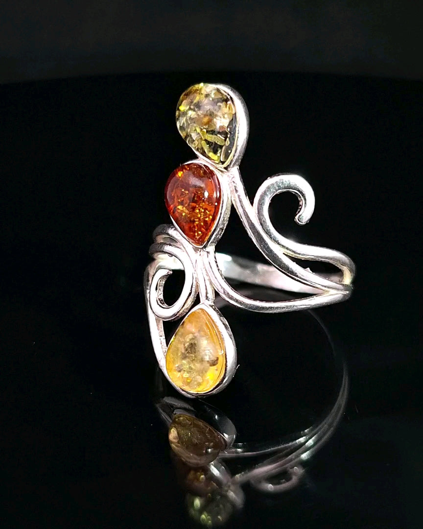 Amber, Sterling Silver Ring