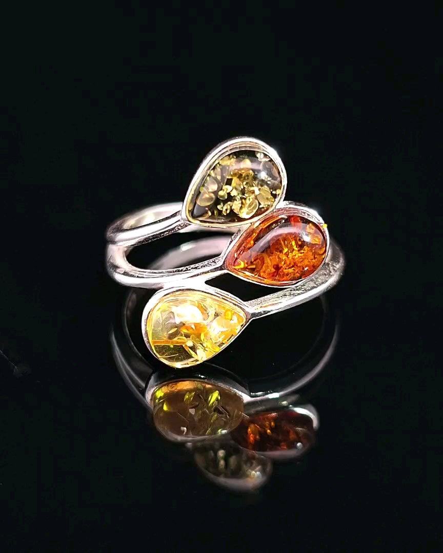 Amber, Sterling Silver Ring