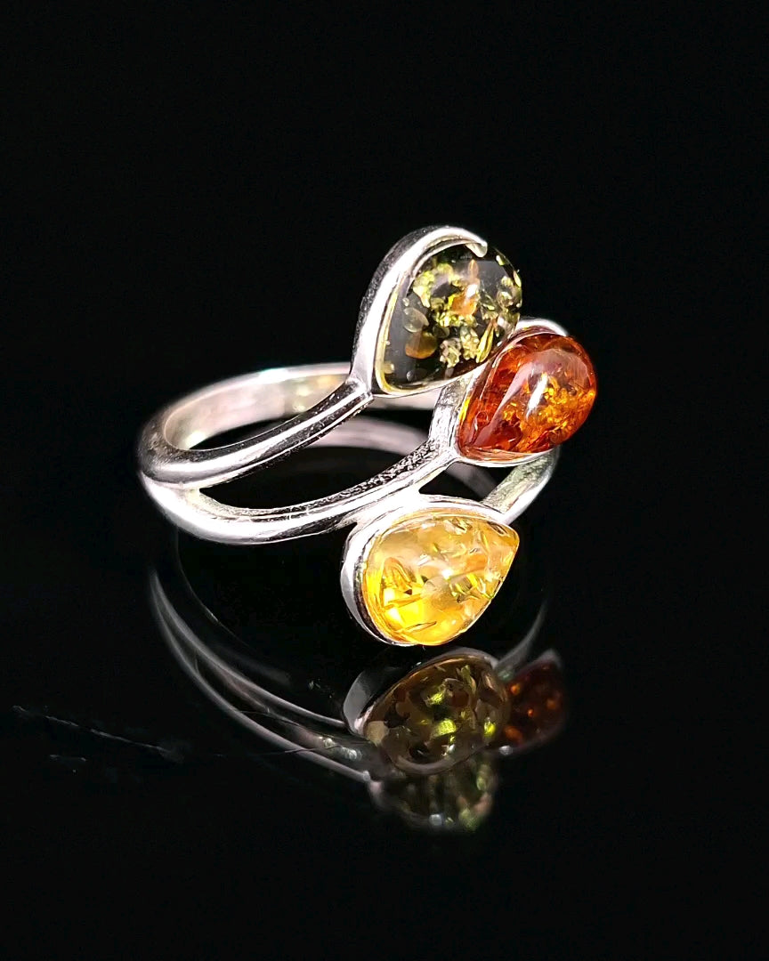 Amber, Sterling Silver Ring